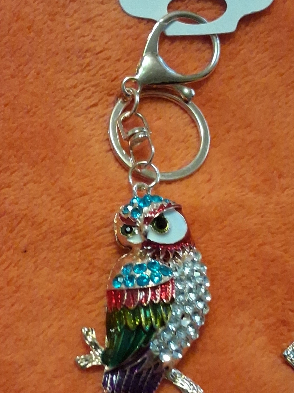 Colorful Jeweled Owl Keychain - Multicolor